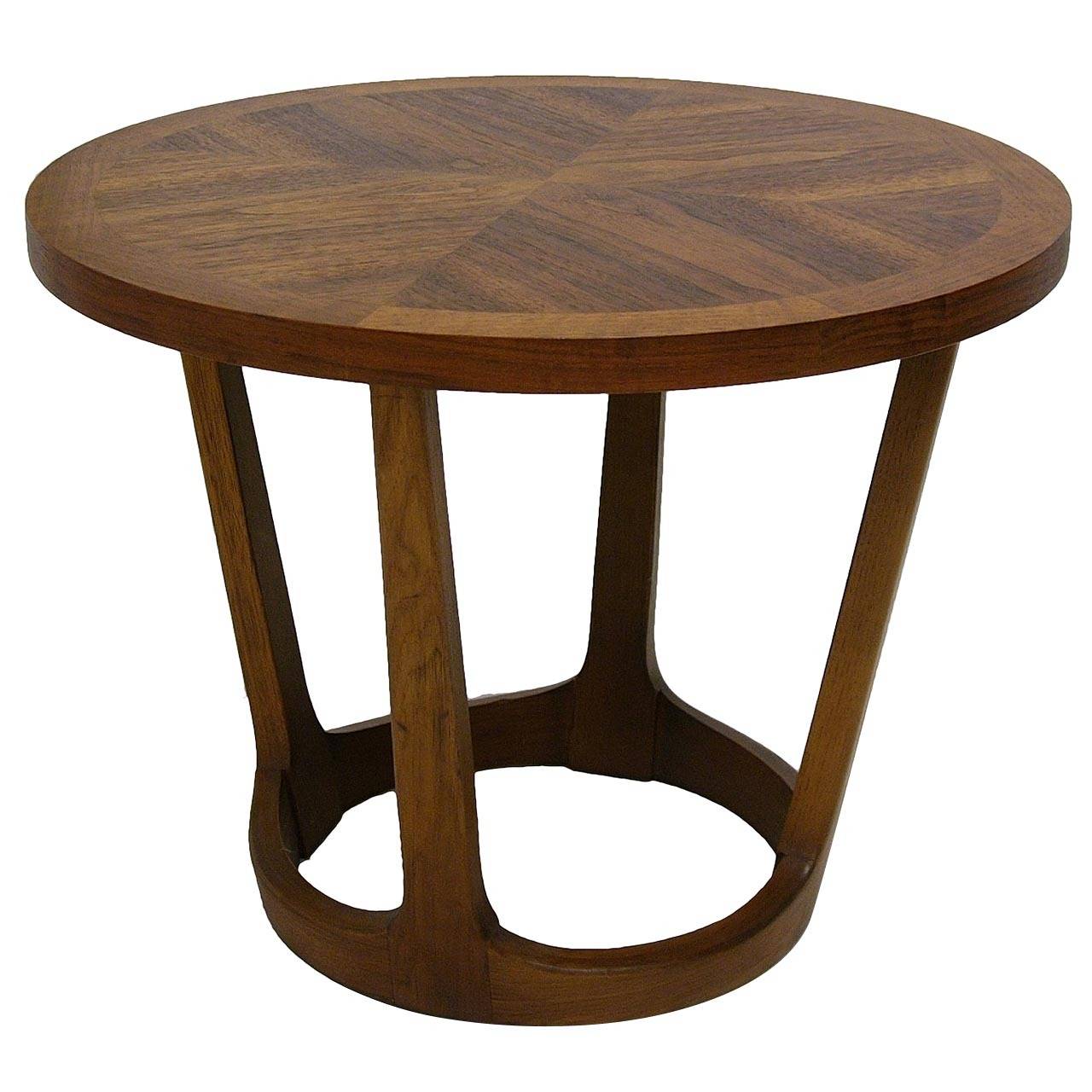 Mid Century Modern Small Circular Walnut Stand Or Side Table By Lane