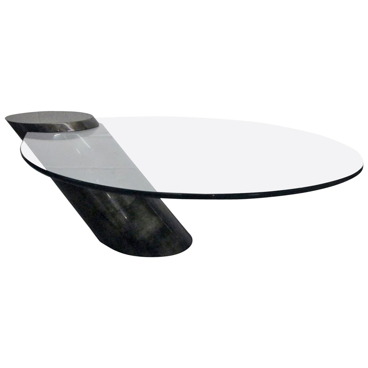 Heavy Cantilevered Dining Table or Desk in the Manner of Karl Springer