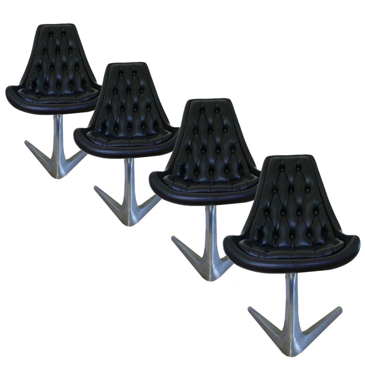 Excellent set of four Chromcraft Sculpta 'Star Trek' Unicorn Swivel Chairs.