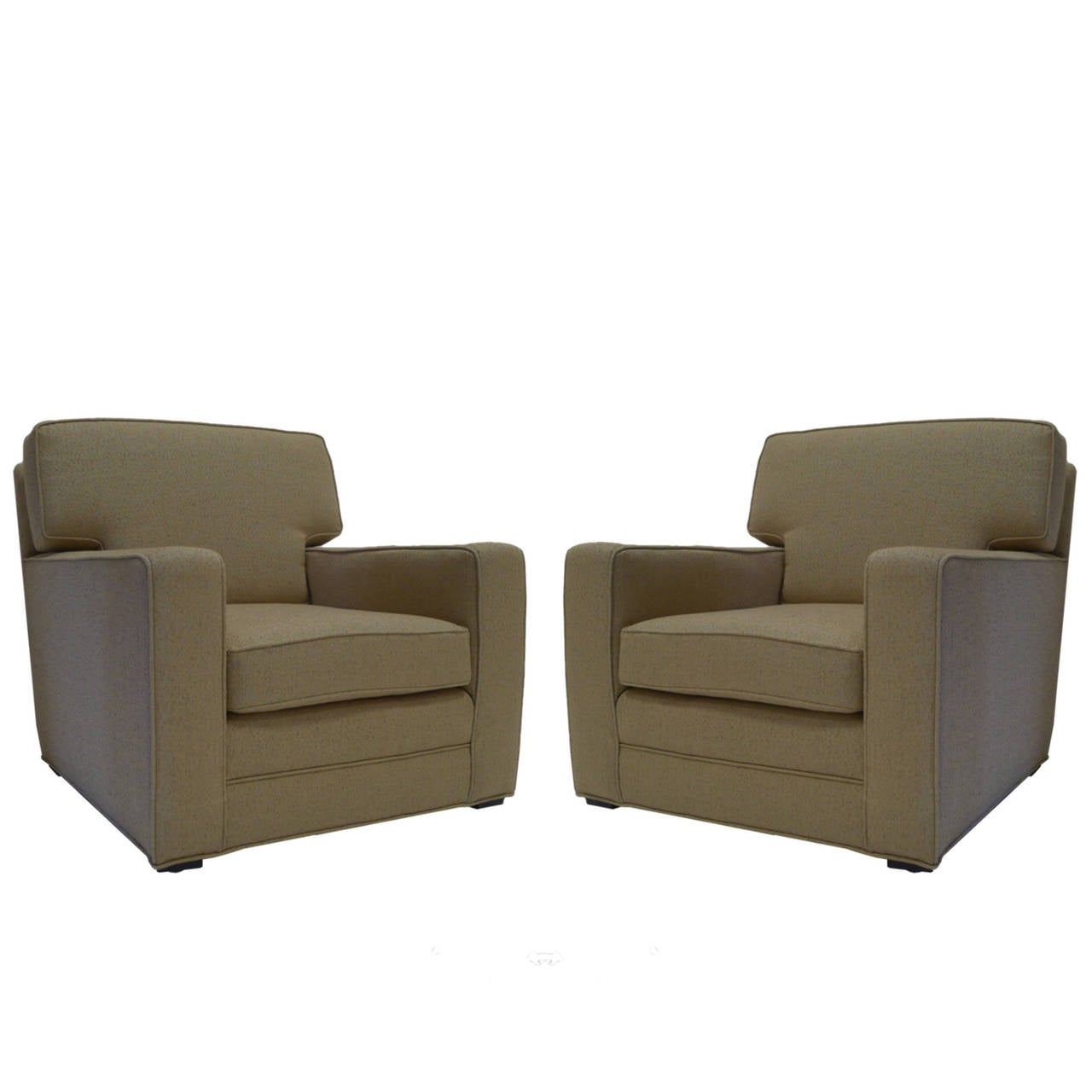 Wood Handsome Pair of Newly Upholstered Art Deco Modernage Lounge Chairs