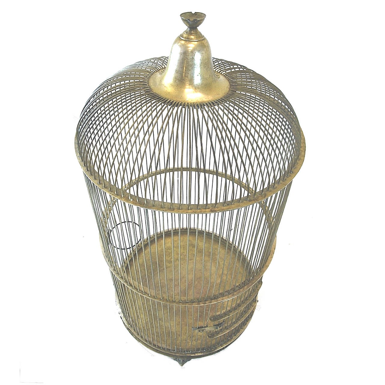 Monumental Four Foot Tall Brass Bird Cage In Good Condition In Hudson, NY