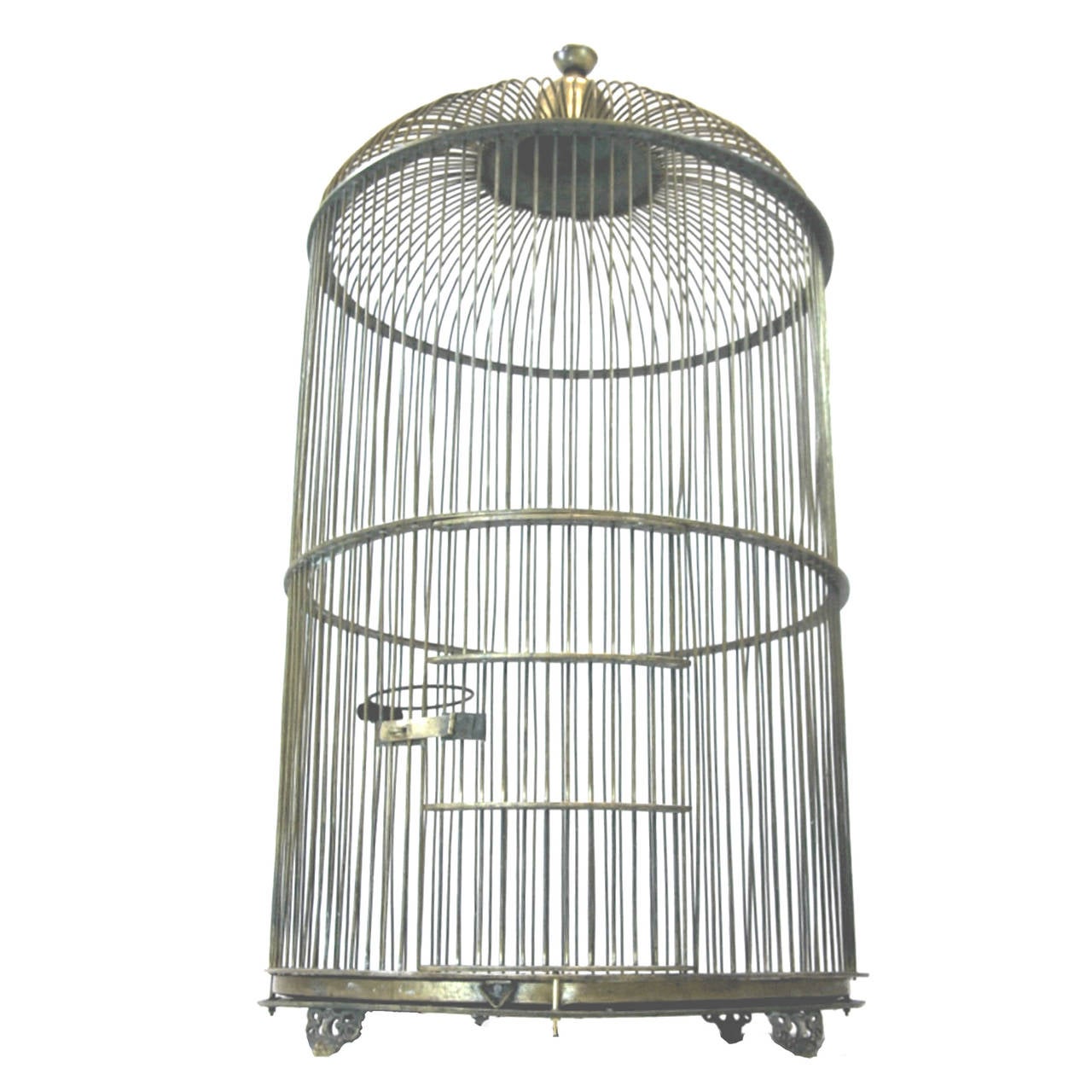 Monumental Four Foot Tall Brass Bird Cage 1