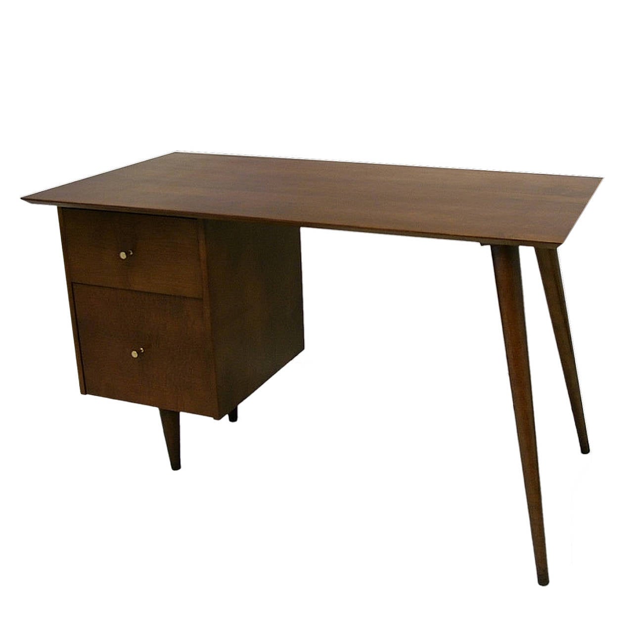 Stylish midcentury desk from Paul McCobb's Planner Group. Stunning, yet simple and functional design. Constructed of solid maple with a walnut stain. Excellent condition.