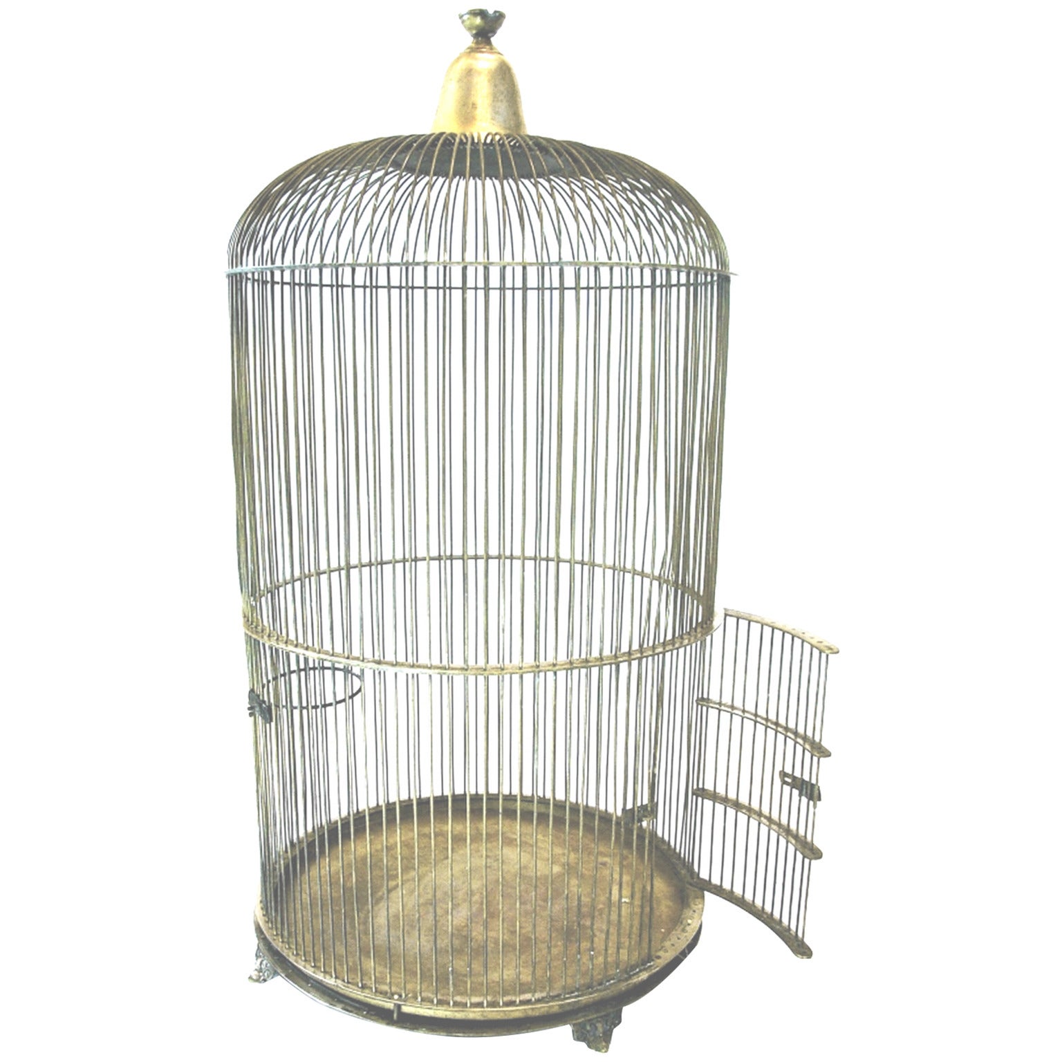 Monumental Four Foot Tall Brass Bird Cage