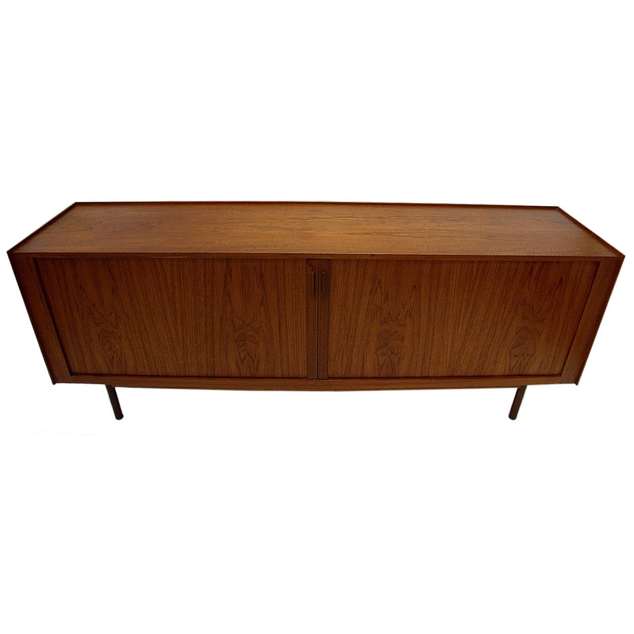 Long & Stunning Danish Modern Poul Hundevad Tambour Door Credenza in Teak 2