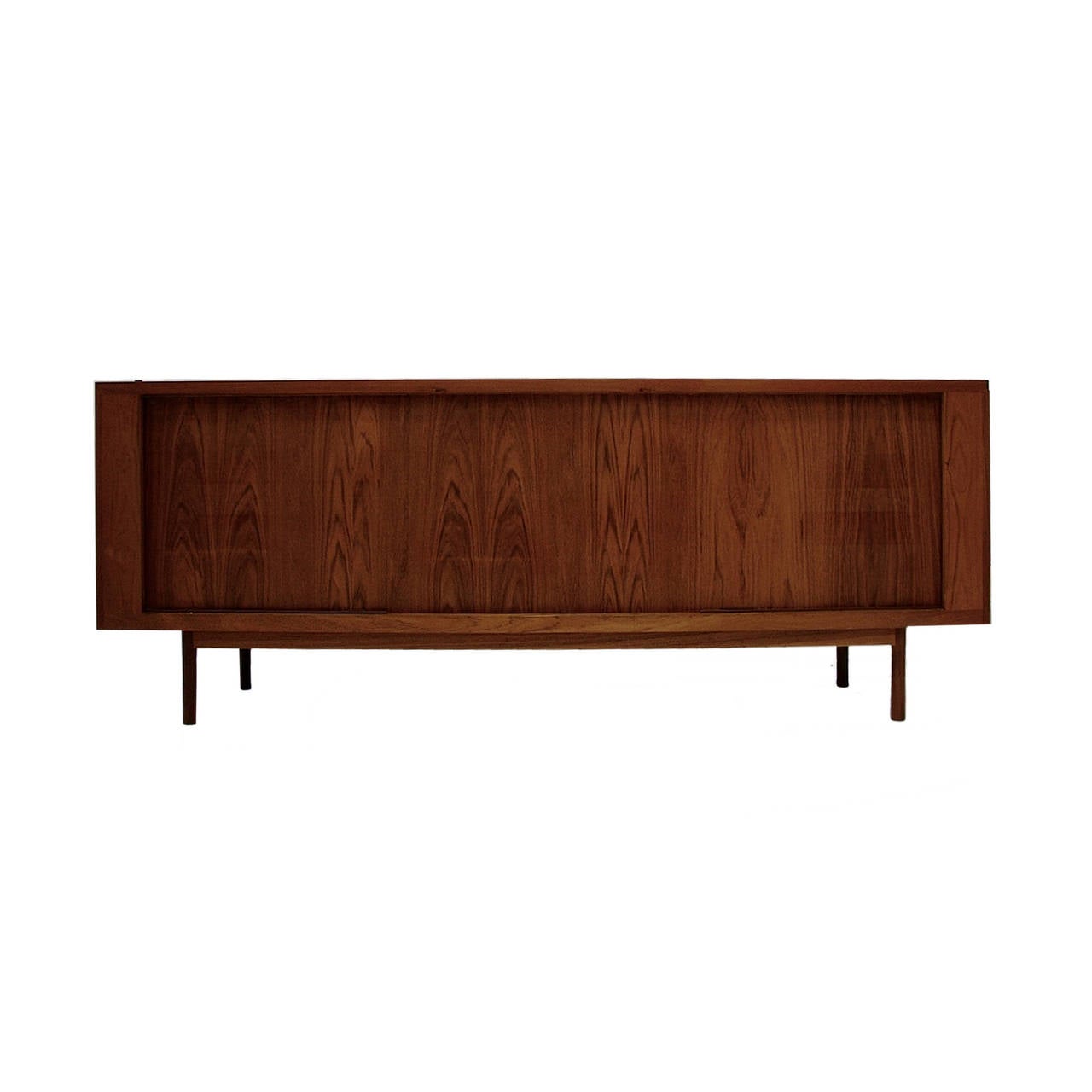 Long & Stunning Danish Modern Poul Hundevad Tambour Door Credenza in Teak 1