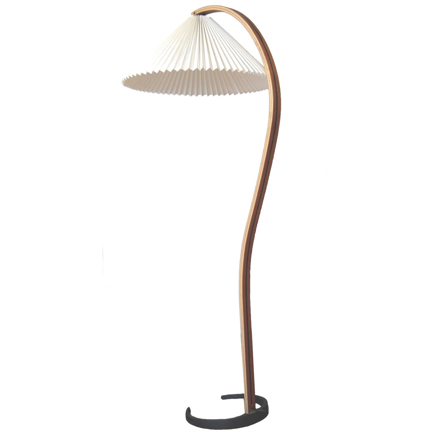 Caprani Arched Teak Floor Lamp with Cast Iron Base