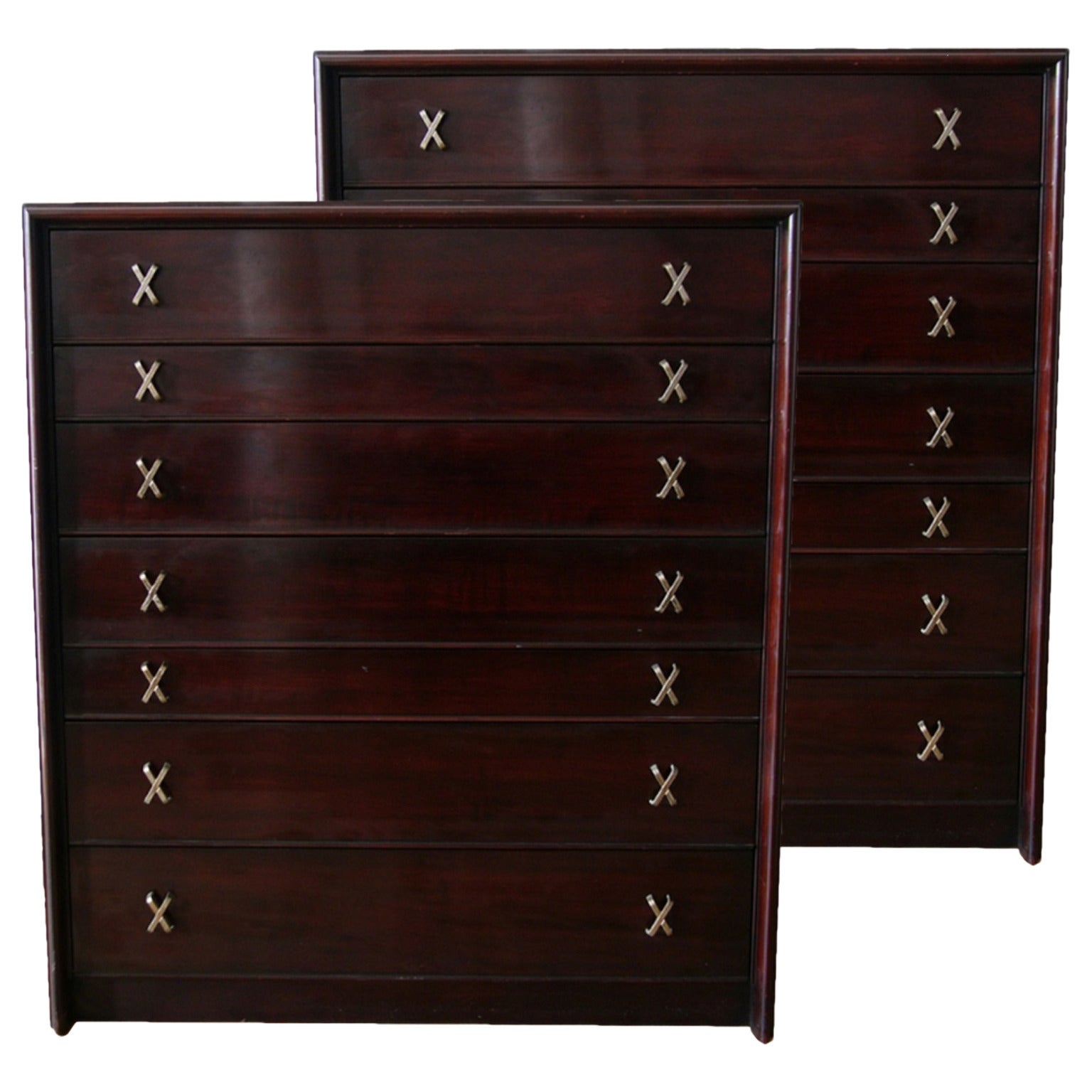 Pair of Tall Paul Frankl Tall Gentleman's Chests