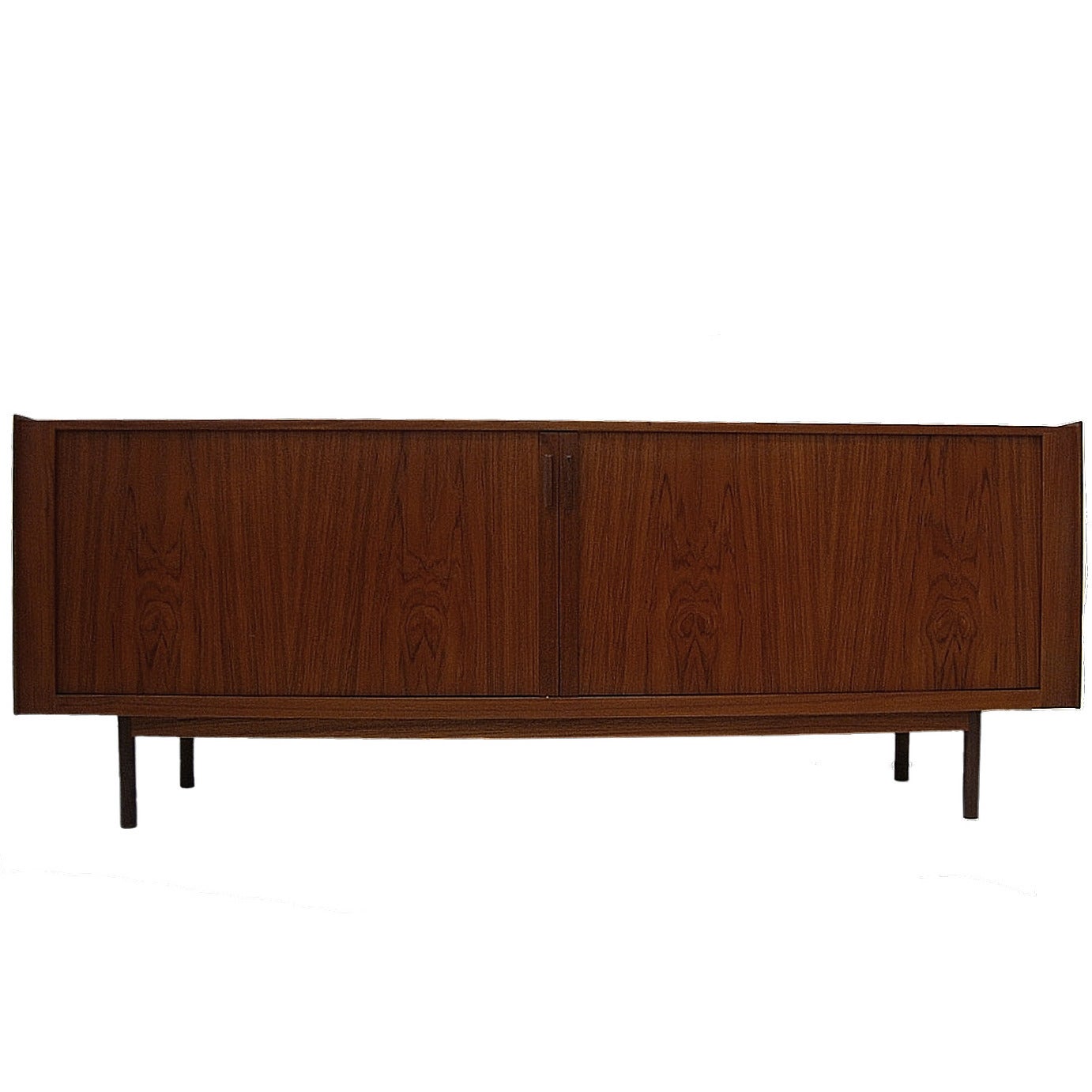 Long & Stunning Danish Modern Poul Hundevad Tambour Door Credenza in Teak