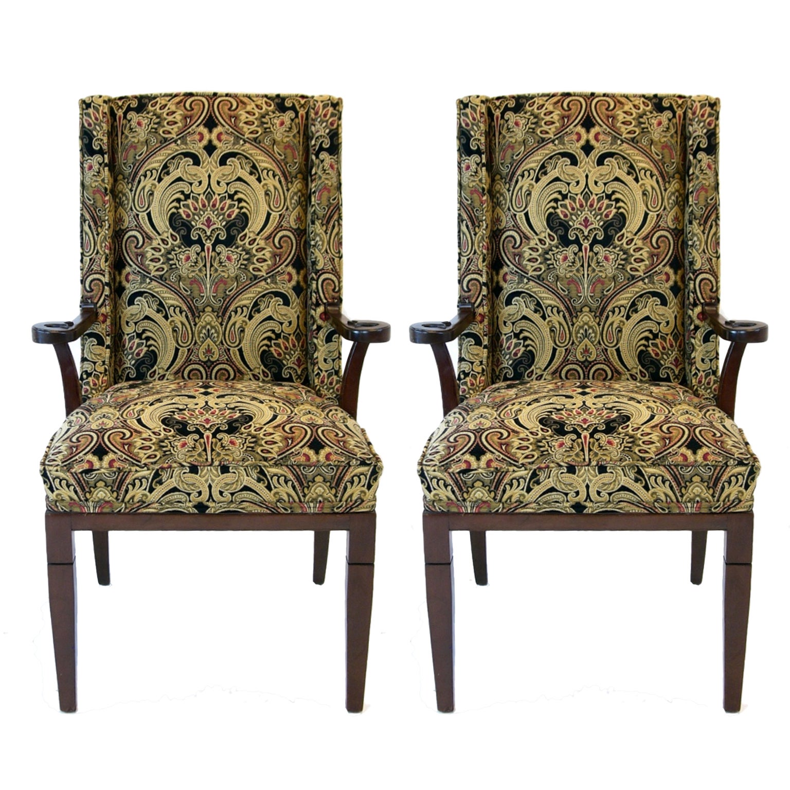 Pair of Tommi Parzinger Chairs with Tapestry Upholstery for Charak