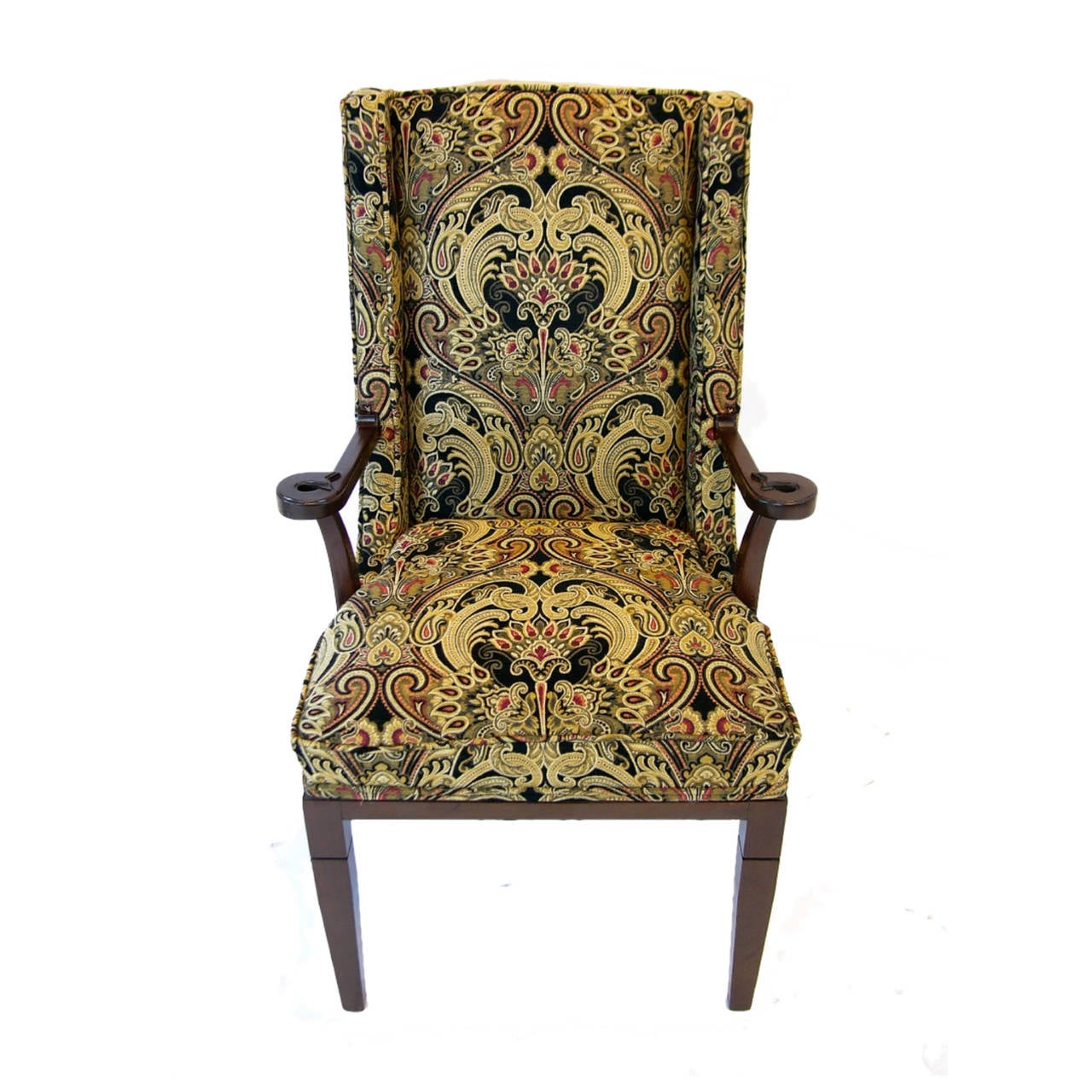 Pair of Tommi Parzinger Chairs with Tapestry Upholstery for Charak In Good Condition In Hudson, NY