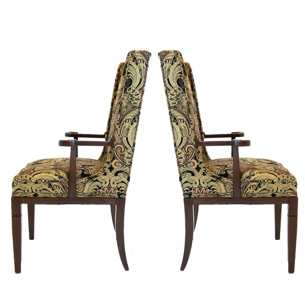 American Pair of Tommi Parzinger Chairs with Tapestry Upholstery for Charak