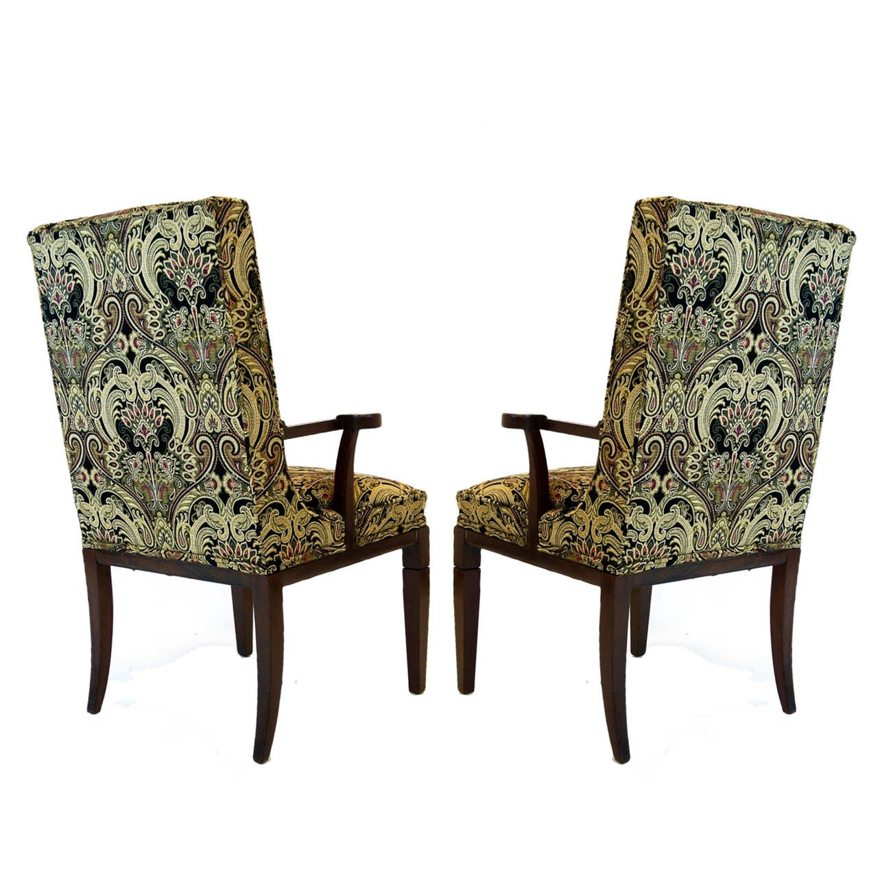20th Century Pair of Tommi Parzinger Chairs with Tapestry Upholstery for Charak