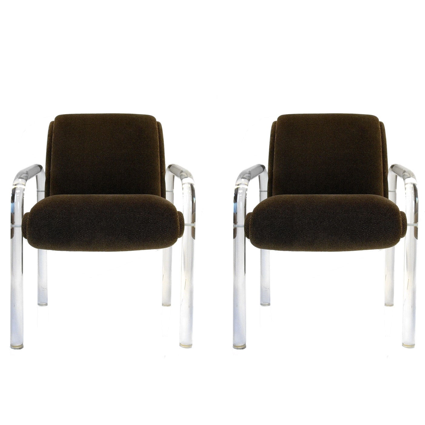 Pair of Leon Frost "Lion in the Frost" Lucite Armchairs