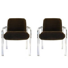 Pair of Leon Frost "Lion in the Frost" Lucite Armchairs