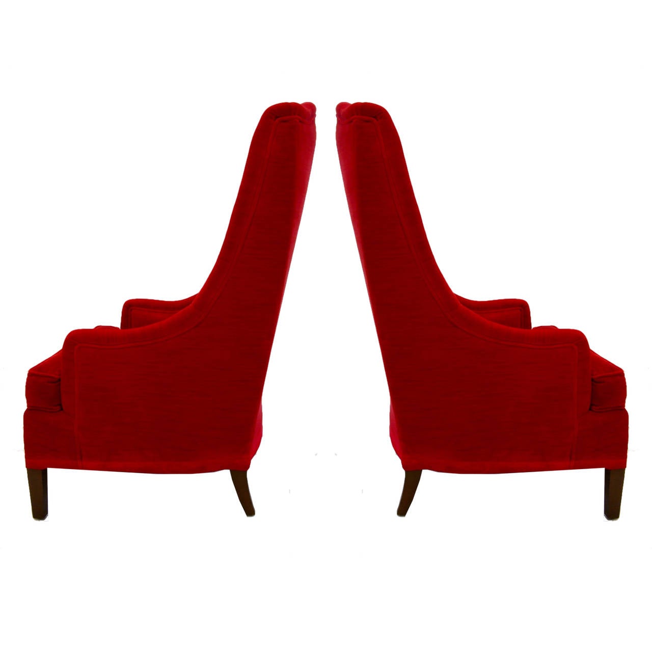 Excellent Pair of Tufted Red Velvet Classic Regency Arm or Club Chairs at 1stDibs