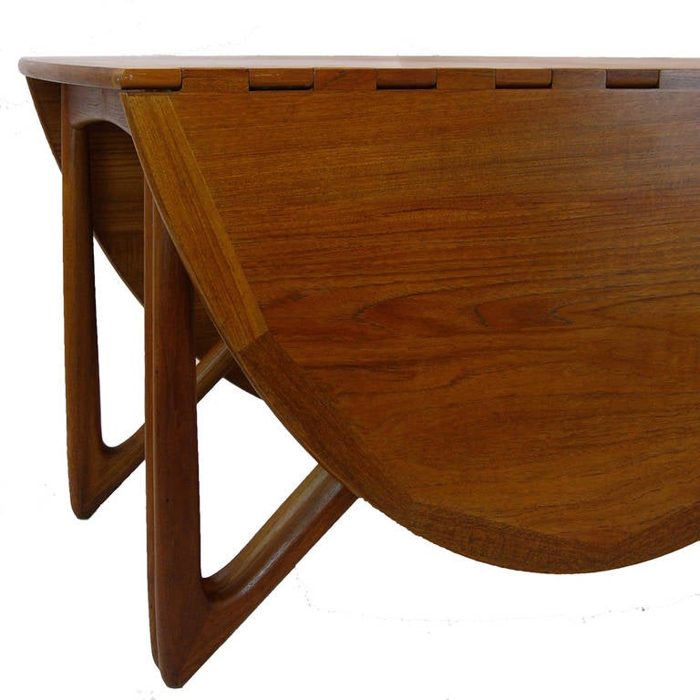 Danish Sculptural Kurt Ostervig Teak Gate Leg Drop-Leaf Folding Dining Table