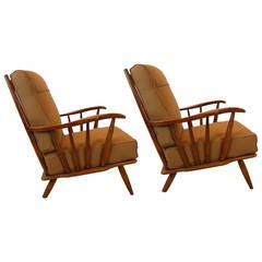 Vintage Pair of Cushman Hard Rock Maple Lounge Chairs