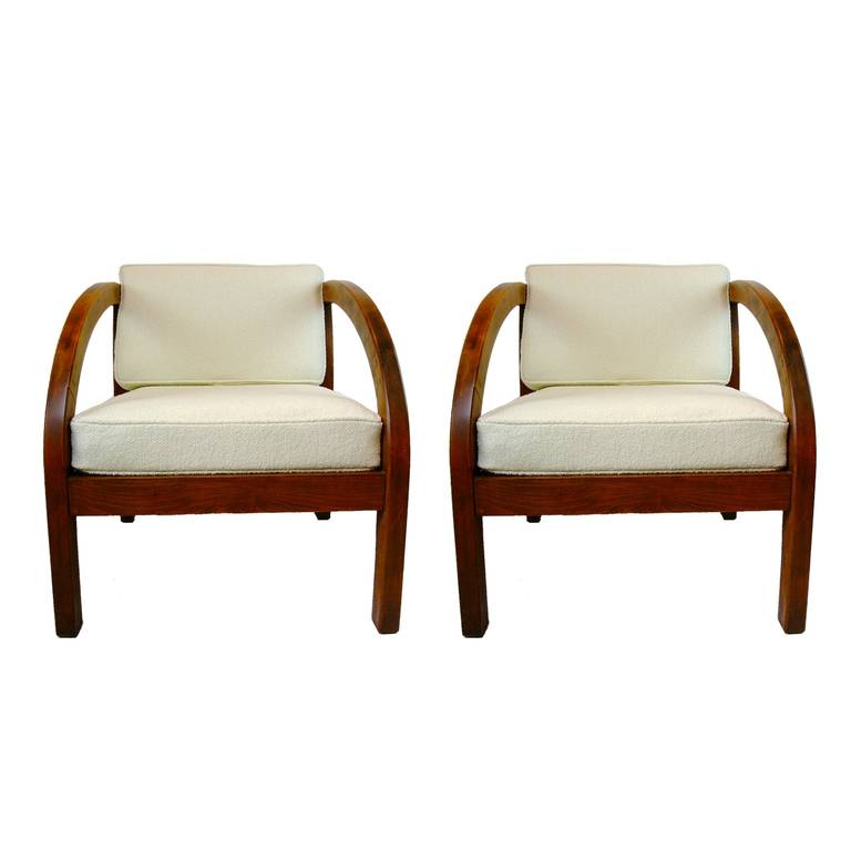 Pair of Stunning Modernage Art Deco "D" Lounge Chairs
