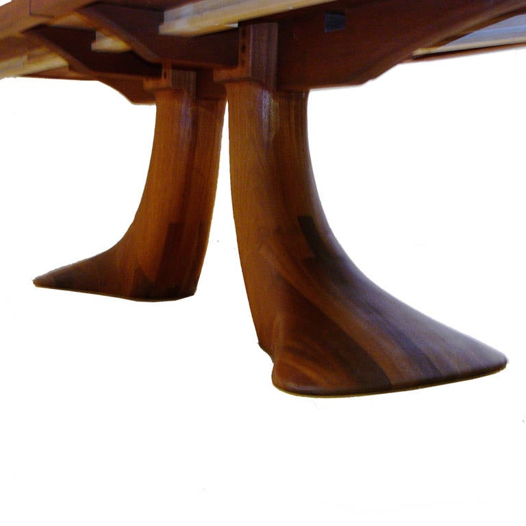 Sculptural Carved Base Mahogany Dining Table in the Manner of Wendell Castle In Excellent Condition In Hudson, NY