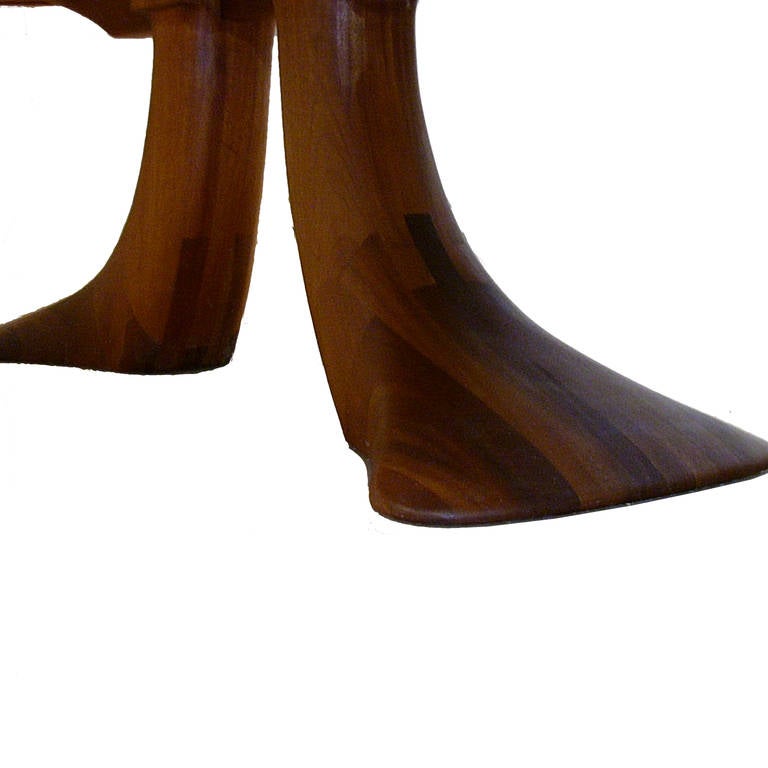 Mid-20th Century Sculptural Carved Base Mahogany Dining Table in the Manner of Wendell Castle