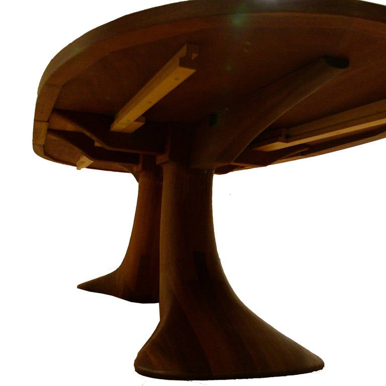 Sculptural Carved Base Mahogany Dining Table in the Manner of Wendell Castle 1