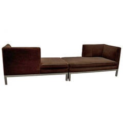 Charter Brown Jordan Tête-à-tête / Pair of Chaise Longues in Mohair Upholstery