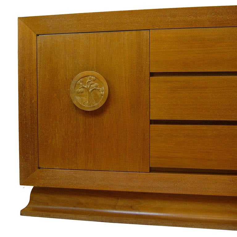 Bleached Mahogany Sideboard or Buffet w. Bodhi Tree attributed to James Mont In Good Condition In Hudson, NY