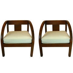 Pair of Stunning Modernage Art Deco "D" Lounge Chairs