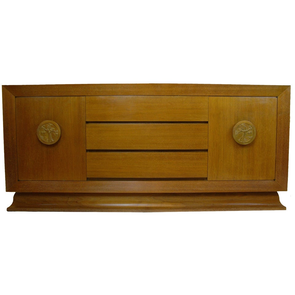 Bleached Mahogany Sideboard or Buffet w. Bodhi Tree attributed to James Mont