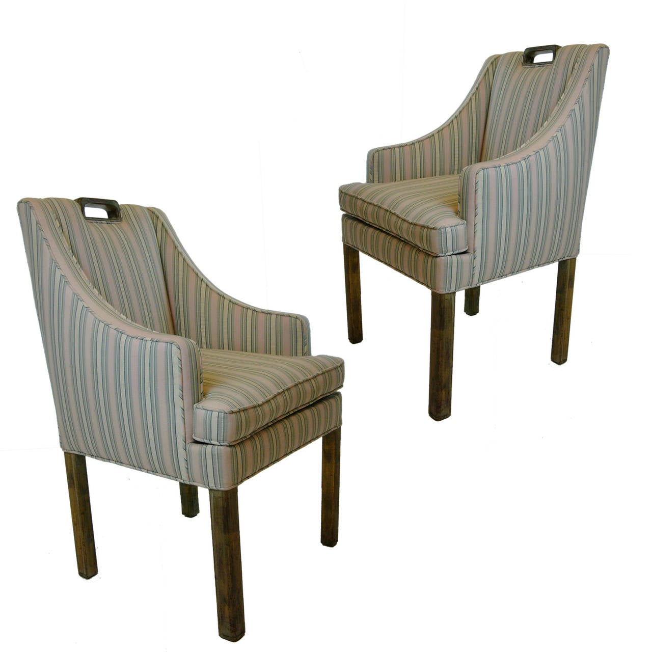 Handsome Pair James Mont Tuxedo Occasional Armchairs, Dining or Sitting Chairs