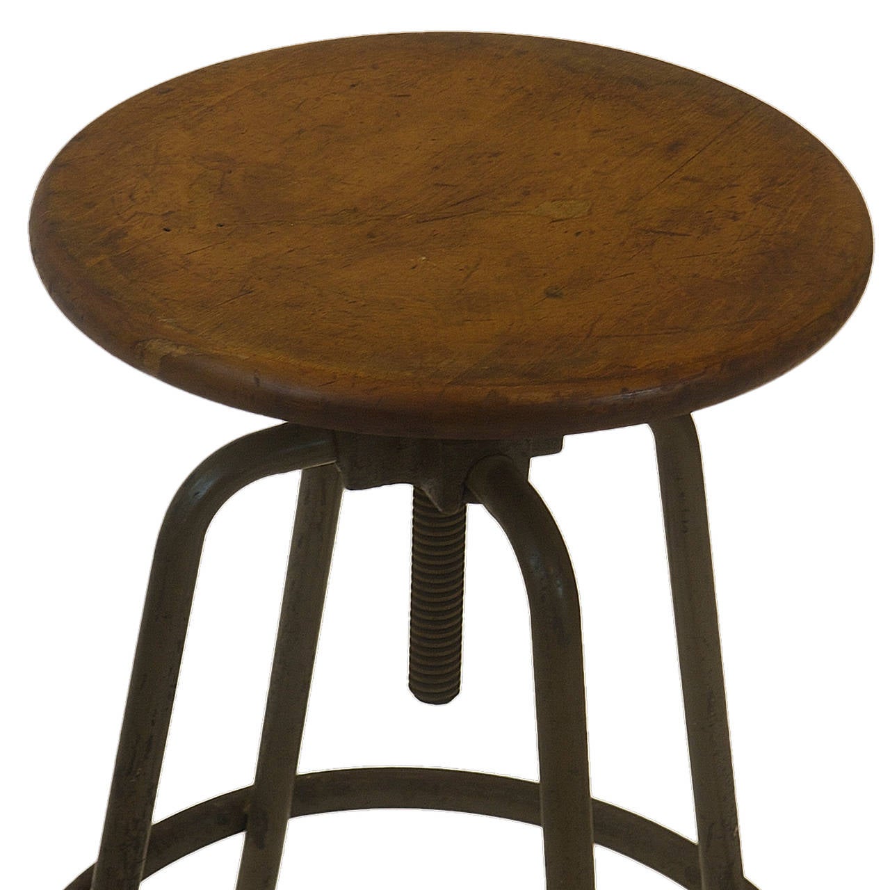 Industrial Adjustable Height Architects Stool In Good Condition In Hudson, NY