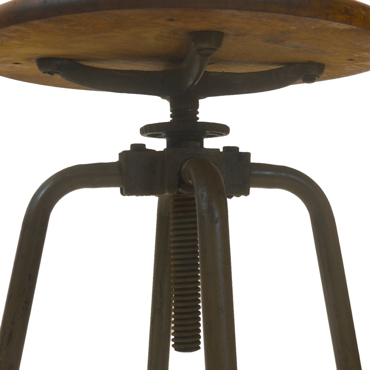 Mid-20th Century Industrial Adjustable Height Architects Stool