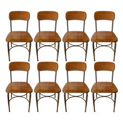 8 Heywood Wakefield Adult Sized Vintage Metal and Maple School Chairs