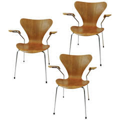 Three Arne Jacobsen Series Seven-Arm Chairs for Fritz Hansen 12