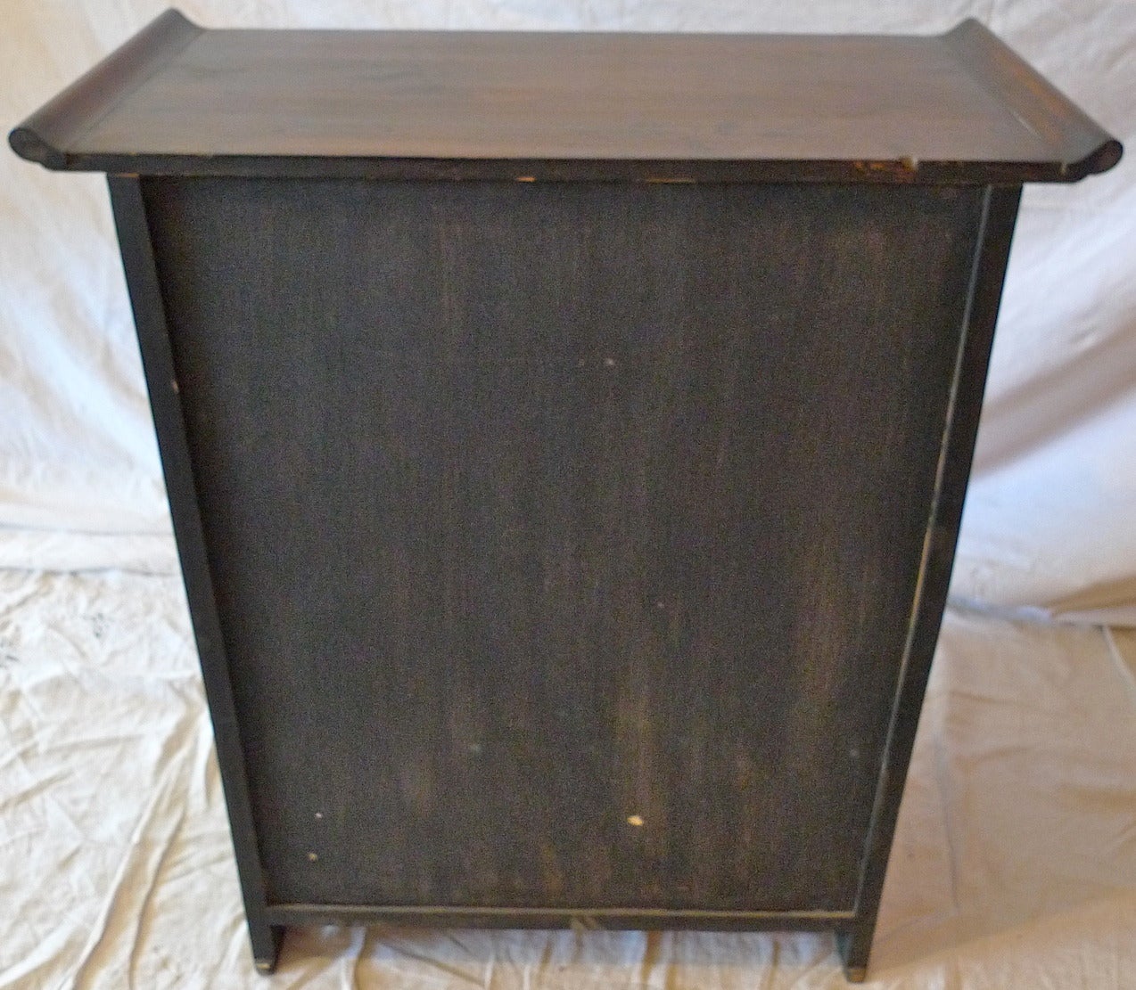 Teak Korean xix decorative cabinet, lined with printed rice paper