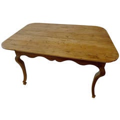 French xviii Louis XV Provençe fruitwood entry table with one end drawer.