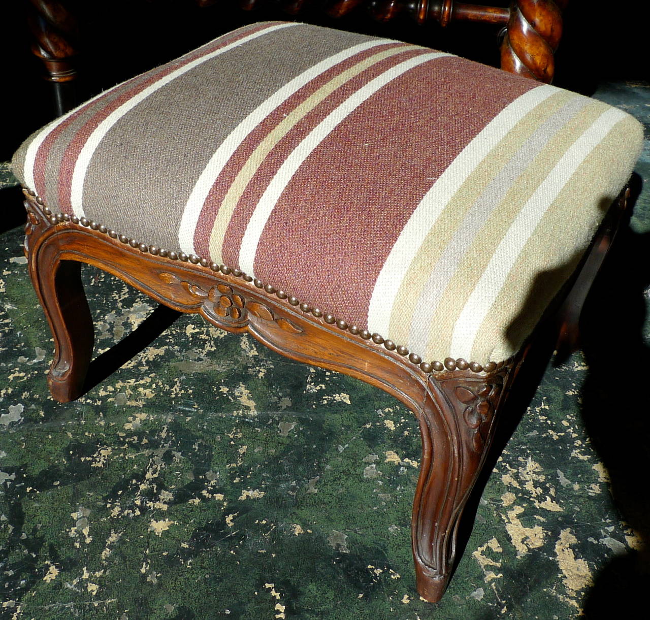 French 19th Century Small Upholstered Foot Stool