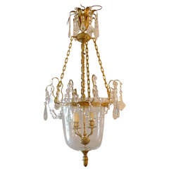 Retro French 1950s Bell Jar Chandelier