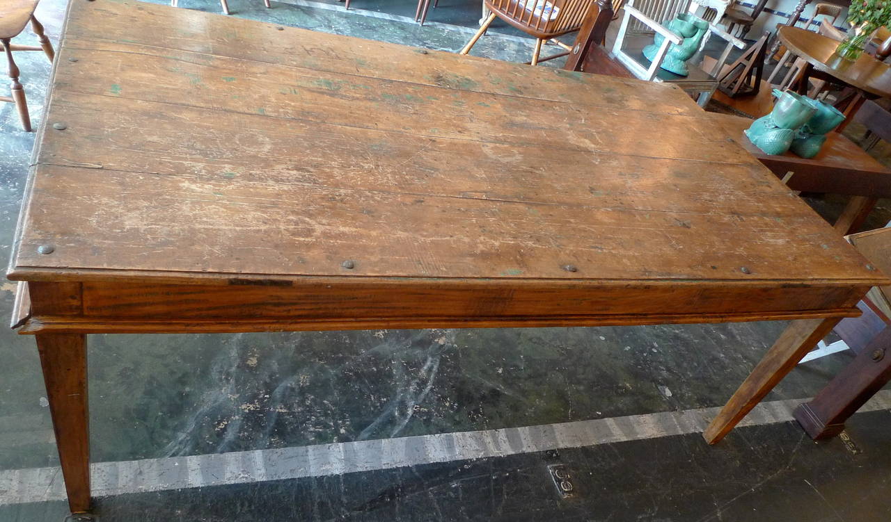 French 19th Century Farm Table With Two Side Drawers 3