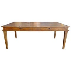 Antique French 19th Century Farm Table With Two Side Drawers