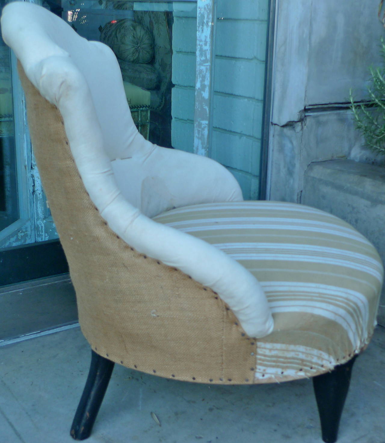 Two French XIX Small Napoleon III Armchairs In Distressed Condition In Santa Monica, CA