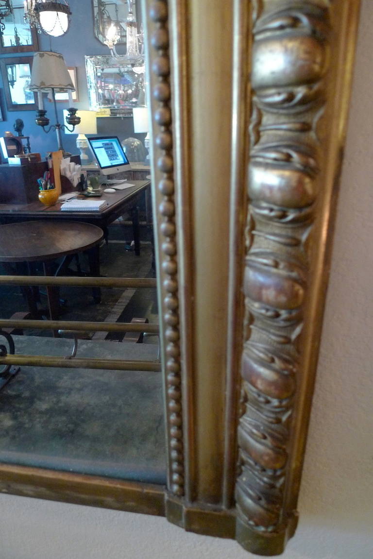 French 19th Century Louis Philippe Large Gilded Ornate Framed Mirror