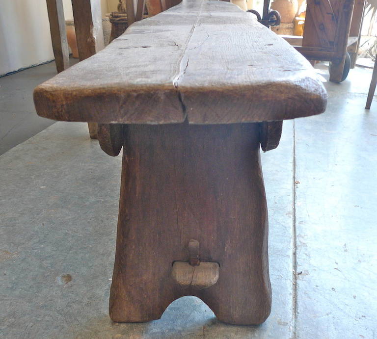 Two French 19th Century Long Wooden Backless Benches