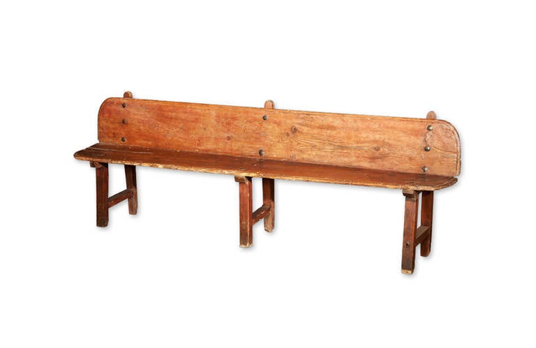 French xix wood bench with back and no arms