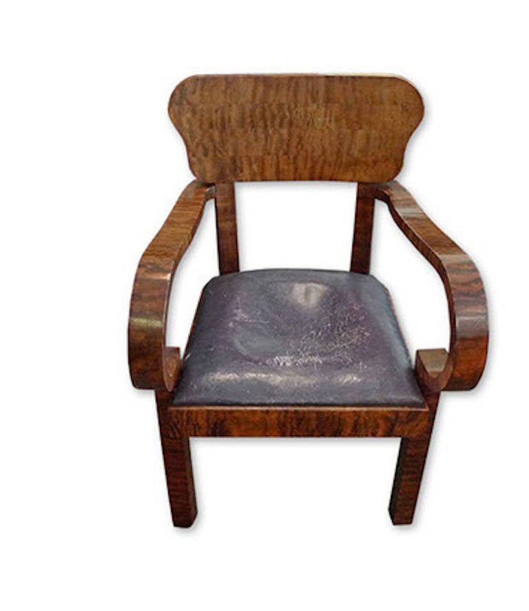French 1920s Burl-Walnut Desk Armchair