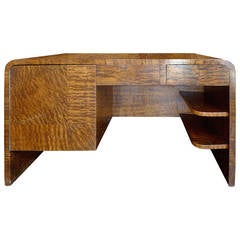 French 1930s Burl Walnut Desk French 1930s Burl Walnut Desk