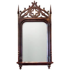 French 19th Century Oak Neo-Gothic Mirror