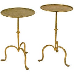 Two French 1960s Gilded Round Side Tables
