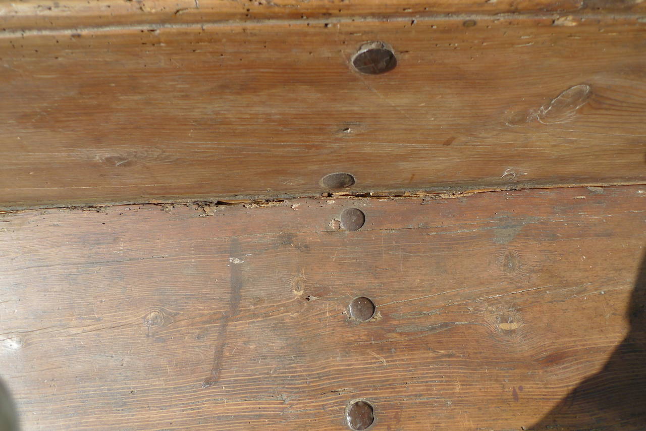 French xix wood bench. In Distressed Condition In Santa Monica, CA